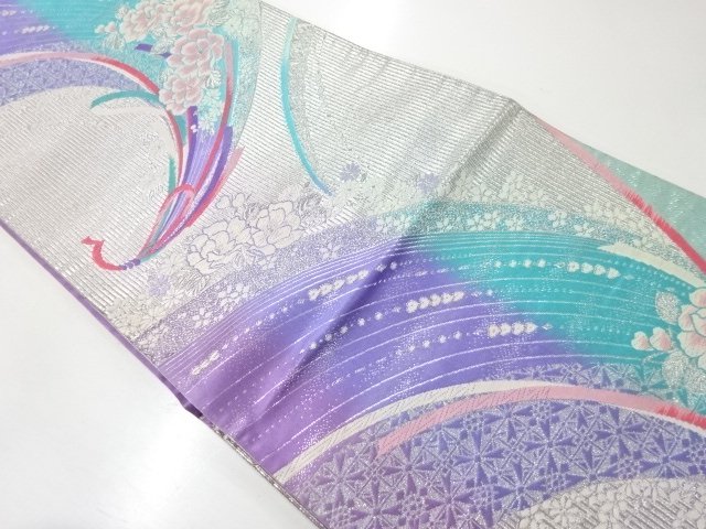 JAPANESE KIMONO / BOUQUET PATTERN WOVEN FUKURO OBI
